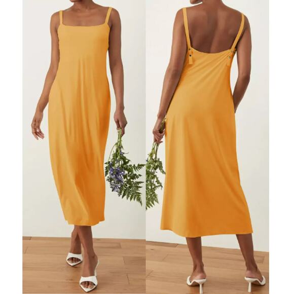 ADAY Make A Splash Midi Dress Sunflower Yellow Convertible Straps SZ L - Picture 1 of 7